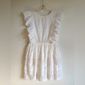 H&M Eyelet Ruffle Mini Dress Sz 10